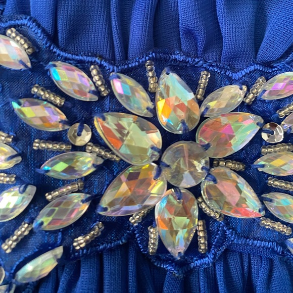 B.Darlin Halter mini Promo Dresses Royal Blue juniors size  7/8 Stone waistline - Picture 14 of 15